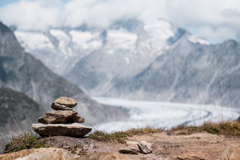 Uitzicht op de Matterhorn en oog in oog met de smeltende bodem van de Aletschgletsjer